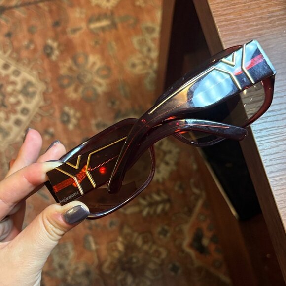 Vintage Y2K Yves Saint Laurent YSL 6207 Burgundy Red Sunglasses - Picture 4 of 10